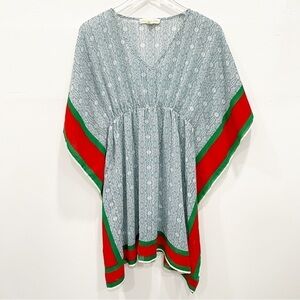 UO Staring At Stars Sheer Flowy Kimono Tunic Top XS/S Flowy Printed Resort Wear